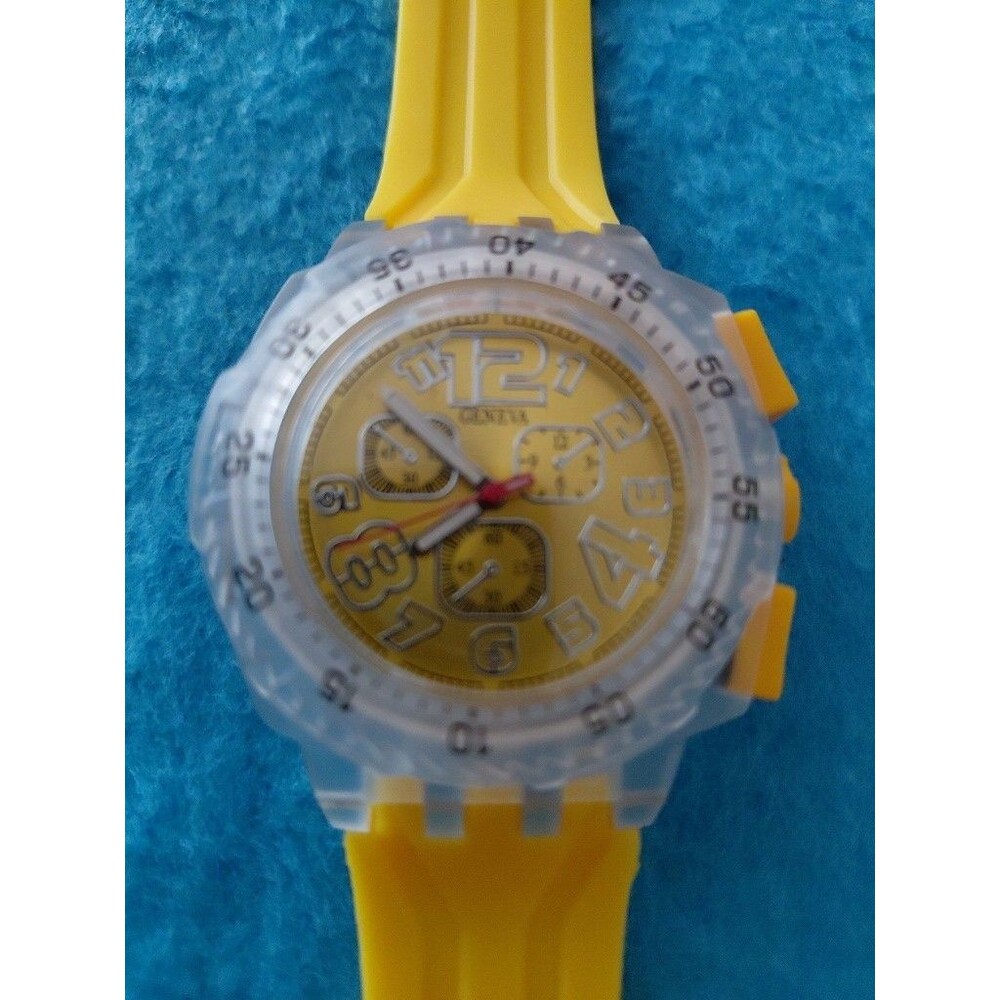 New Geneva Unisex Yellow And Clear Watch